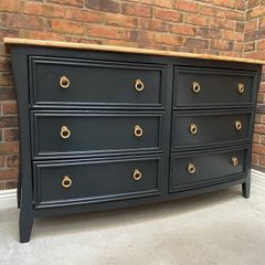 Large curved 6 drawer chest of drawers