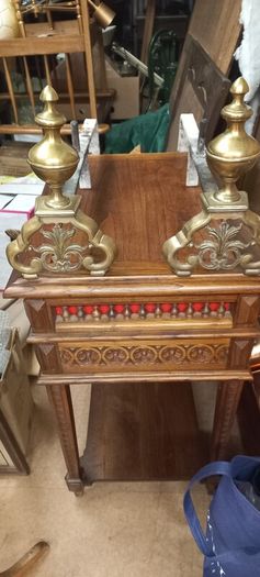 Antique French fire dogs set solid brass