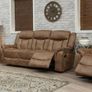 Luxury Tan & Grey Suede Recliner Sofa Set Image 2
