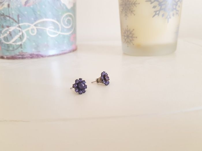Purple Stone Flower Earrings