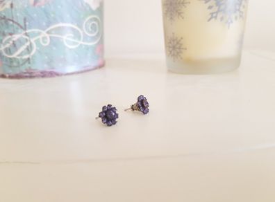 Purple Stone Flower Earrings