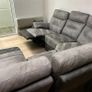 Grey suede corner recliner sofa couch Image 4