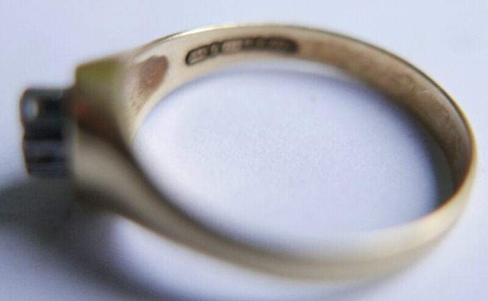 Vintage 14K White Yellow Gold  Diamond Wedding Engagement  Ring size P1/2 - 3,6g
