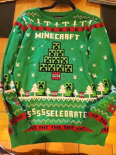 Official Minecraft Christmas Jumper Creeper TNT Age 14 15 170cm