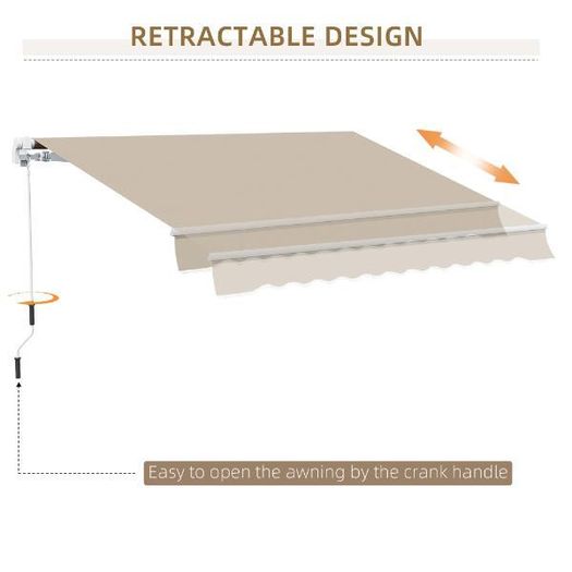 Manual Retractable Patio Awning 13' x 8'