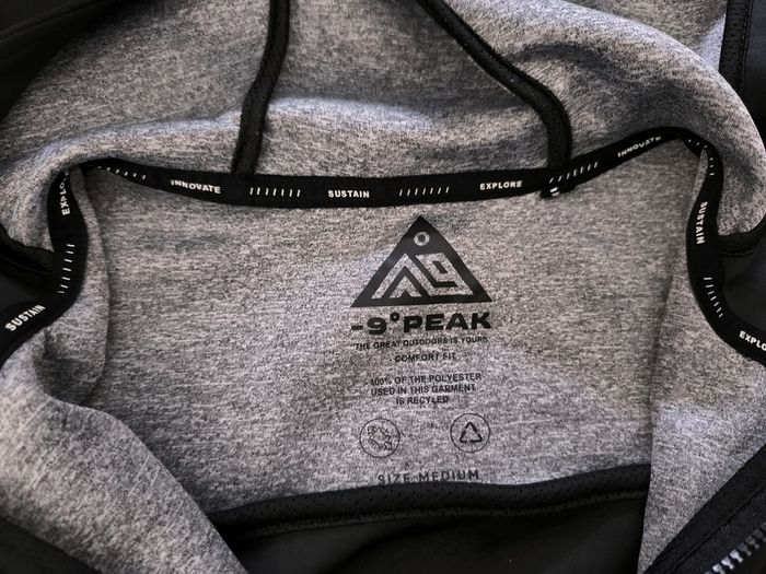 hoodie men 9 Peak Black Grey Full Zip Hooded Sports Jacket Outdoor Hoodie Size Medium