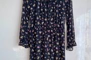 Dunnes Stores Black Floral Dress Size 14/42 - Sheer Sleeves - Knee Length