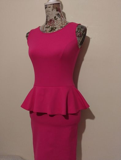 Evita Pink Peplum Dress, New With Tags