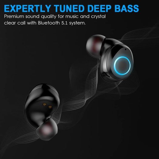 Wireless Headphones, Rinsmola Wireless Earbuds with Mic Bluetooth 5.1 Headphones with USB-C Charging Case, IP7 Waterproof Wireless Earphones, HiFi Stereo Deep Bass, 30H Playtime Headset for Sport