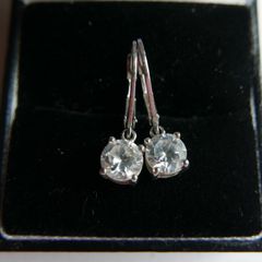Vintage Sterling Silver 925 Cubic Zirconia Stud Earrings women's Jewelry 2,04g