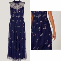 Monsoon chic embellished dress navy colourful wedding/ communion / confirmation event