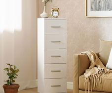 5-Drawer Dresser for Bedroom and Living Room in FSC Wood, 30x30x95 cm, White