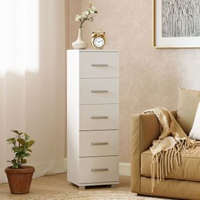 5-Drawer Dresser for Bedroom and Living Room in FSC Wood, 30x30x95 cm, White