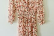 Maje Rythone Sheer Floral Chiffon Dress Size 36 Autumn Boho