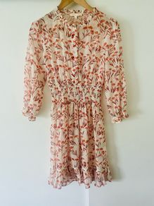 Maje Rythone Sheer Floral Chiffon Dress Size 36 Autumn Boho