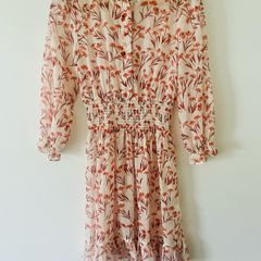 Maje Rythone Sheer Floral Chiffon Dress Size 36 Autumn Boho