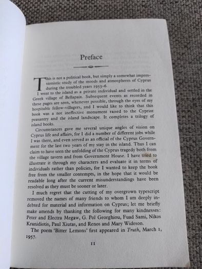Bitter Lemons by Lawrence Durrell 1961 in good used condition with all pages intact FREE STANDARD POSTAGE INCLUDED