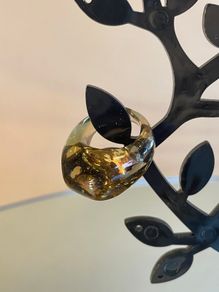 Vintage Cola Colour (Yellow Brown) Glass Chunky Ring