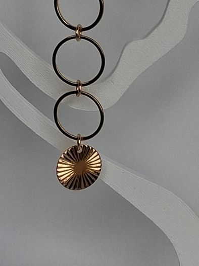 Elegant Gold Starburst Disc & Link Earrings