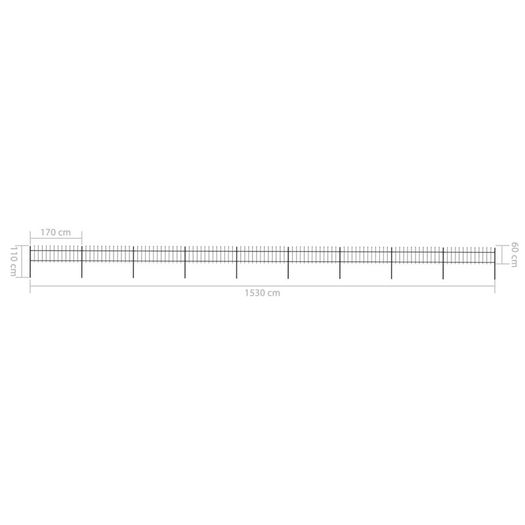 Garden Fence with Spear Top Steel 15.3x0.6 m Black