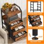 Bedside 2 Table with 3 Fabric Drawers & Open Shelf Image 4