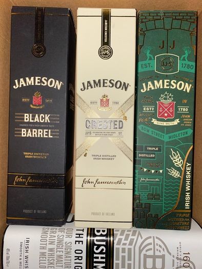Bushmills Jameson jack Daniels whiskey empty boxes