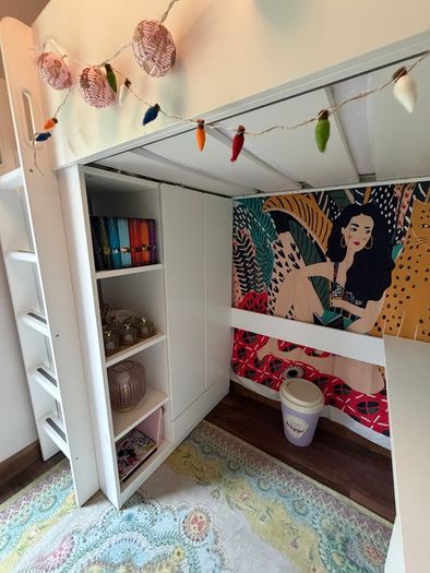 IKEA High Sleeper Bed with Desk, Wardrobe & Storage