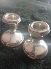 vintage silver candlesticks..