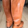 Tamaris Leather Knee High Boots EU41 Tan Brown Block Heel Image 3