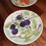Print a la Main - St Clement France - 21 cm diameter colourful plate with Black Cherries and Green leaves Image 7