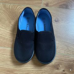 Brand new black m&s school slip on canvas plimsolls