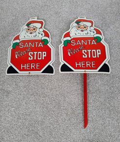 Christmas Santa Stop Here Signs