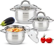 Brand New 3  Induction Cookware Set with Glass Lids
