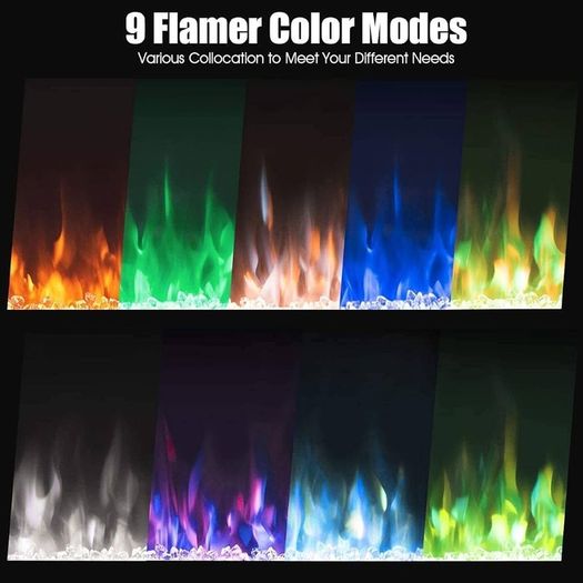 FREE P&P | Electric Fireplace Touch Screen Glass Panel Colorful Flame Insert Wall Mounted Heater Remote Control with Crystal&Log Set,900/1800W