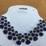 Costume Gold Tone Blue and Red Enamel Bib Necklace Image 4
