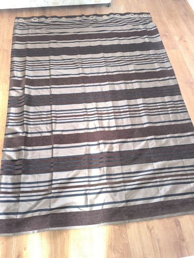 Curtains striped blue brown bronze 164 x 229 cm