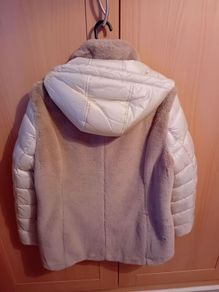 Lebek - Quilted Jacket - Beige with Taupe Faux Fur - UK 12 - BNWT RRP 269