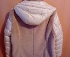Lebek - Quilted Jacket - Beige with Taupe Faux Fur - UK 12 - BNWT RRP 269