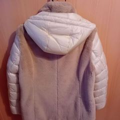 Lebek - Quilted Jacket - Beige with Taupe Faux Fur - UK 12 - BNWT RRP 269