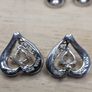 Sterling Silver 925 Open Heart Stud Earrings Heart Cut Cubic Zirconia Image 3