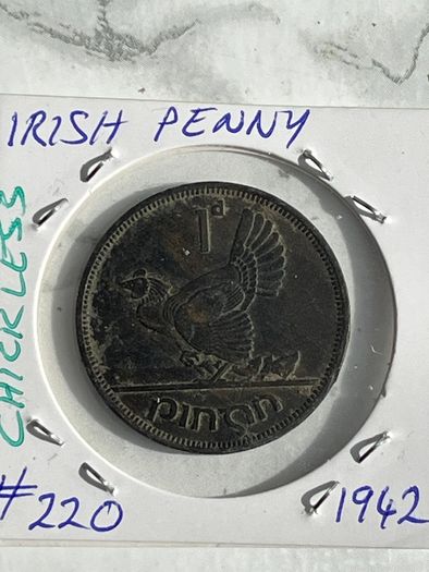 1942 'chickless' Irish Penny, RARE - Black Patina