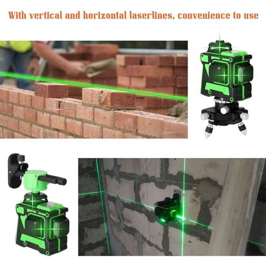 Laser Level 12 Lines 3D Level Self-Leveling 360 Horizontal And Vertical Cross Super Powerful Green Laser Level