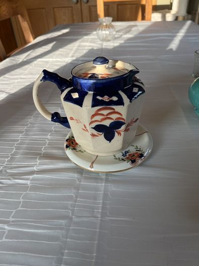 genuine antique Art Deco paneled ceramic teapot