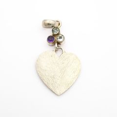 Amethyst, Quartz & Prasiolite Sterling Silver Pendant