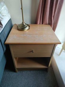 Wooden bedside locker with drawer
