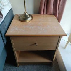 Wooden bedside locker with drawer