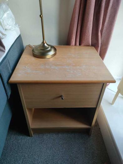 Wooden bedside locker with drawer