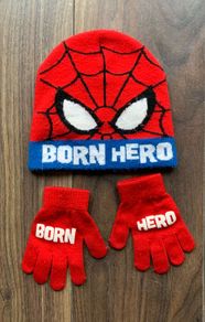Spiderman Hat & Gloves: 2-4yrs