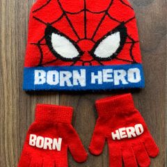 Spiderman Hat & Gloves: 2-4yrs