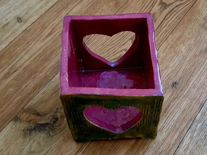 Handmade Ceramic Candle Holder - Heart Glow Design